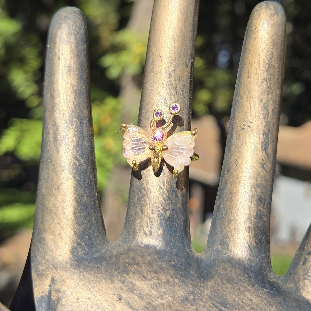 HOST PICK! 🎉🎊 Pink Tourmaline Rhodalite&amethyst Sterling Gold Ring Sz7.75 - Picture 5 of 10